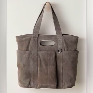 Free People Suede Caravan Large Tote Bag In Charcoal NWT MSRP $128